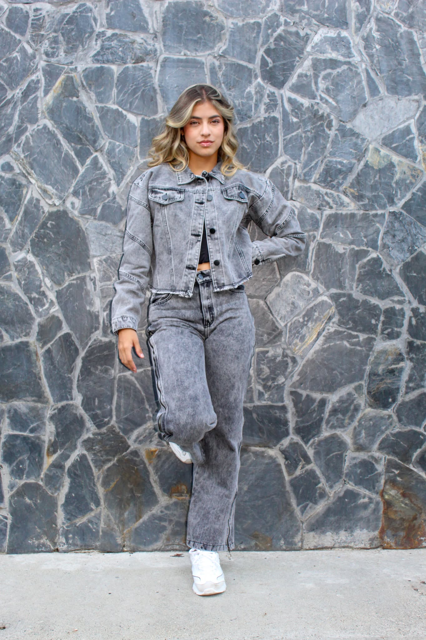 Conjunto denim gris DISÍ con chaqueta y jean